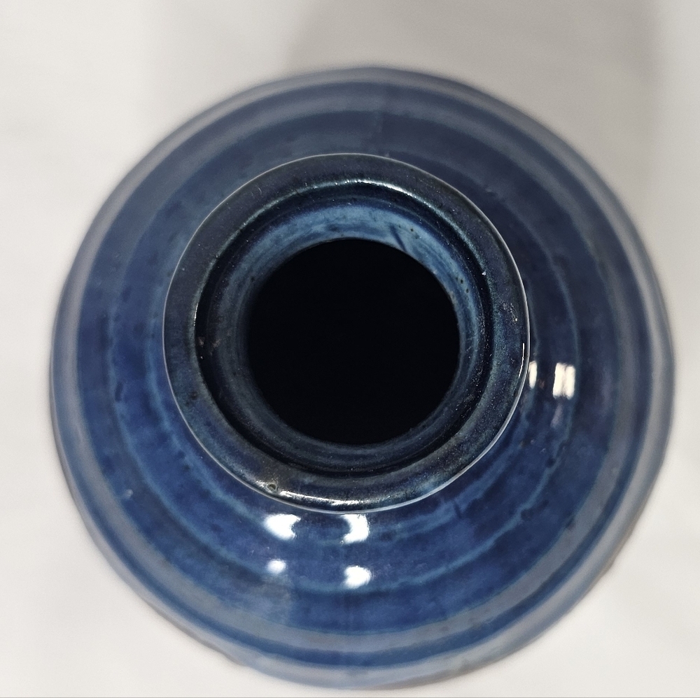 Otagiri OMC Japan Miniature Bud Vase Blue Brown Glazed Gold Sticker Vintage - Picture 3 of 9